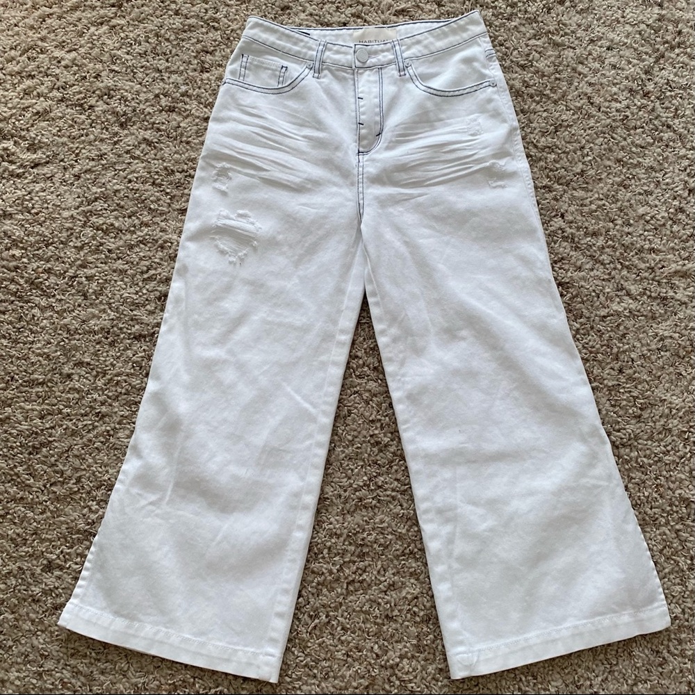 NWOT Girls white high waisted cropped jeans